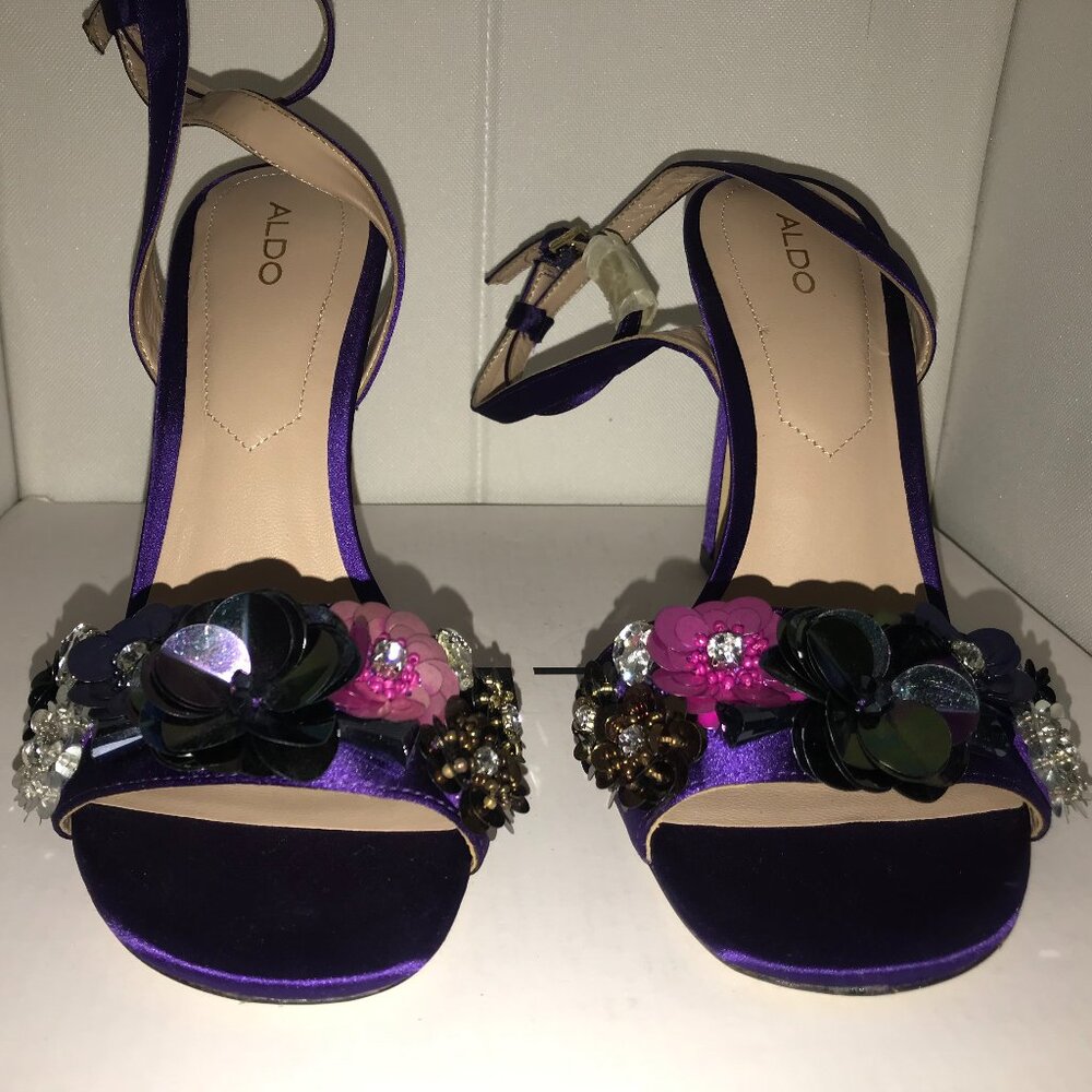 Aldo Sequin Purple Strapped Pumps